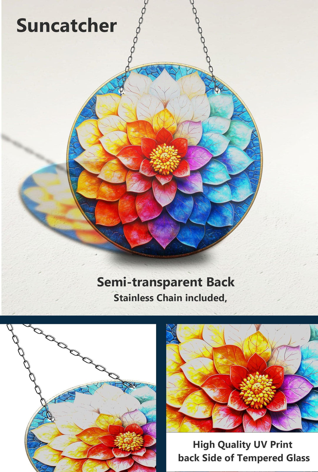 Blau-roter Lotus-Sonnenfänger-Dekor