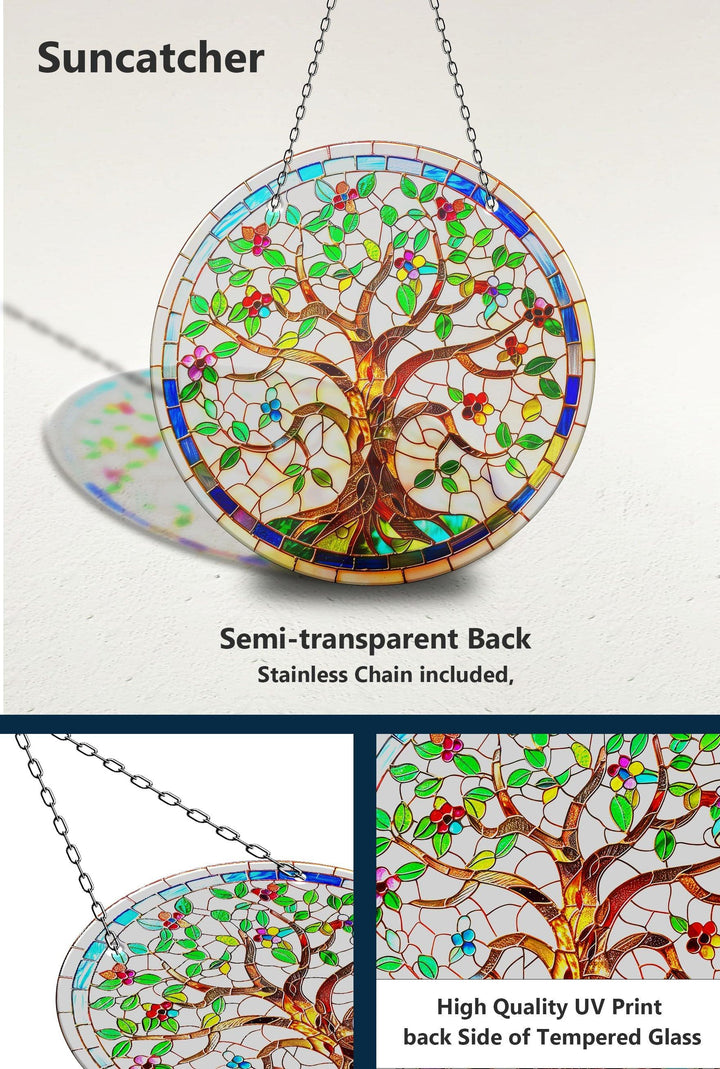 Weißer Sonnenfänger mit Baumleben-Motiv