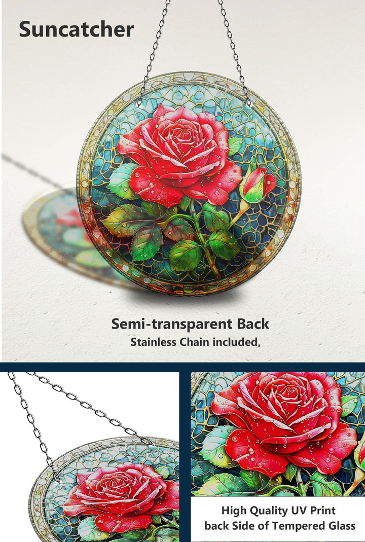 Sonnenfänger mit rot-rosa Rosenbesatz