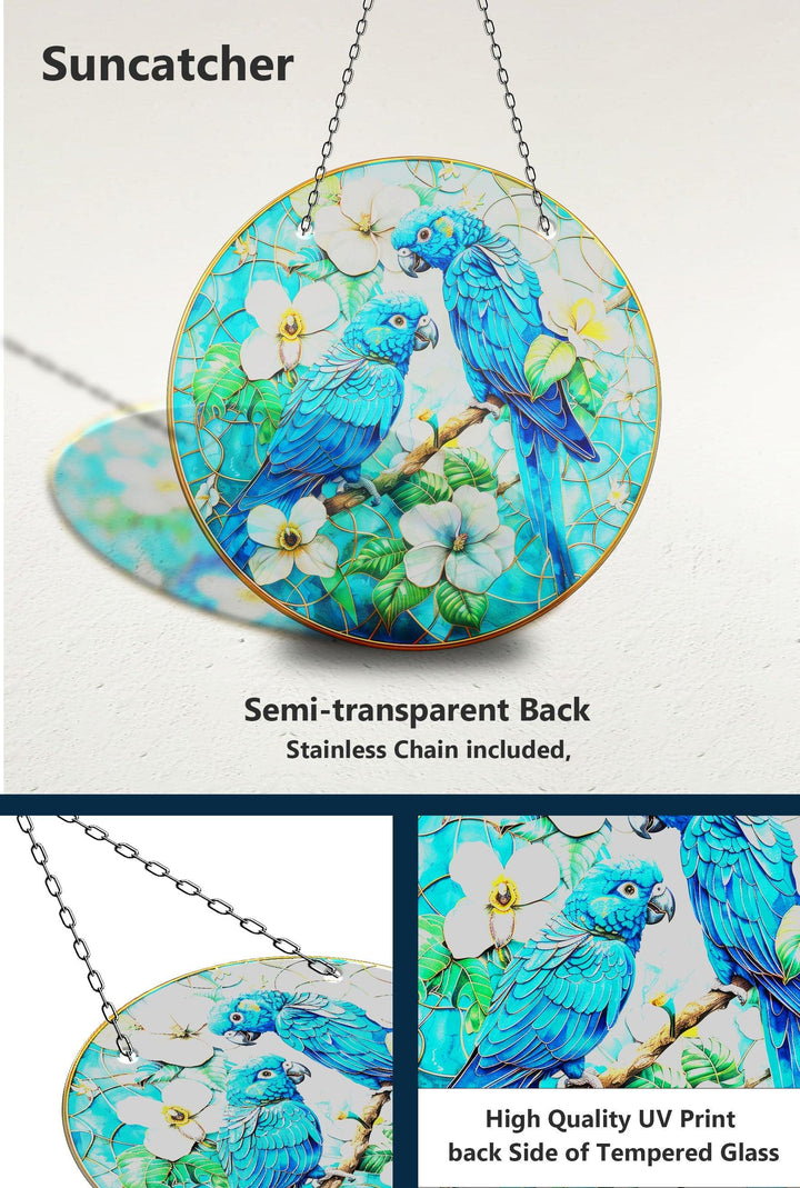 Sonnenfänger mit blauen Vögeln und Blumen