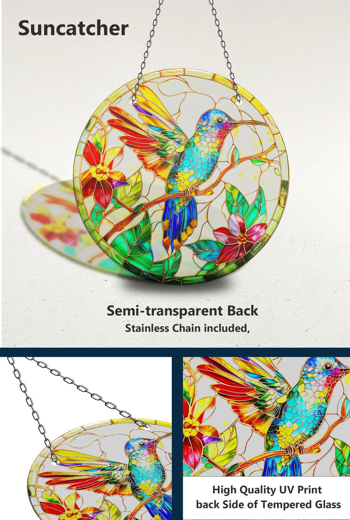 Colorful Birds Stained  Suncatcher