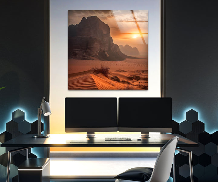 Desert Landscape Glass Wall Art picture on glass wall art, photos printed on glass
