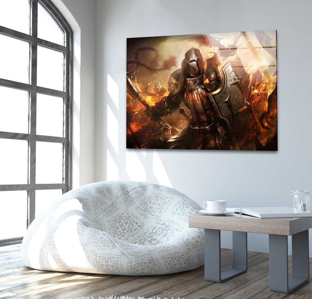 Diablo 3 Warrior Glass Wall Art custom glass pictures, glass art prints
