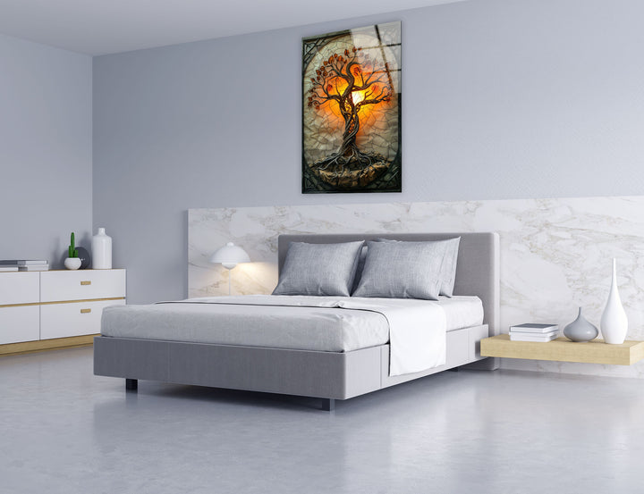 Gothic Stained Tree Glass Wall Art custom glass pictures, glass art prints
