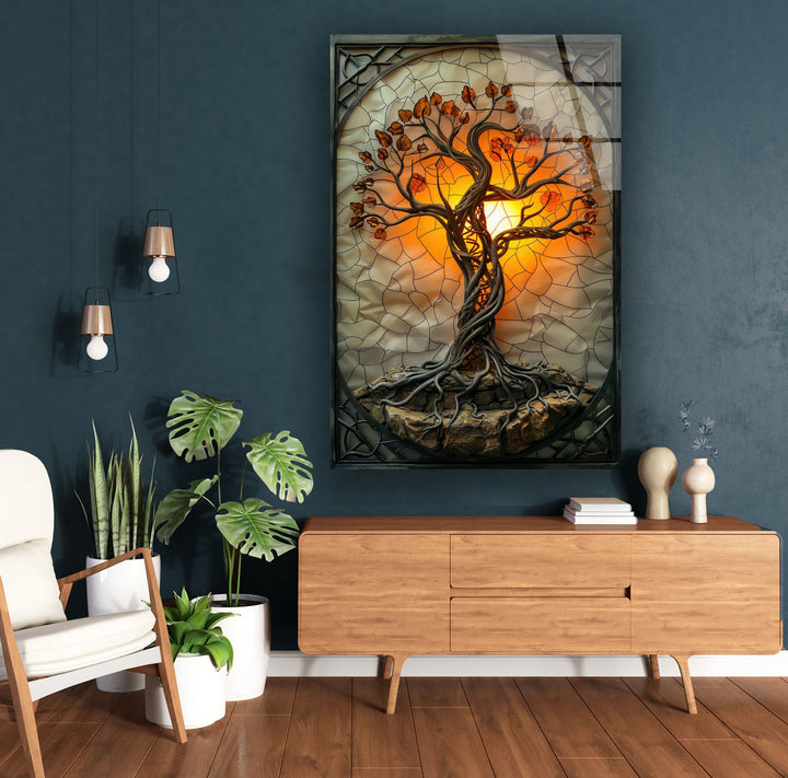 Gothic Stained Tree Glass Wall Art glass pictures for Wall, glass prints wall art
