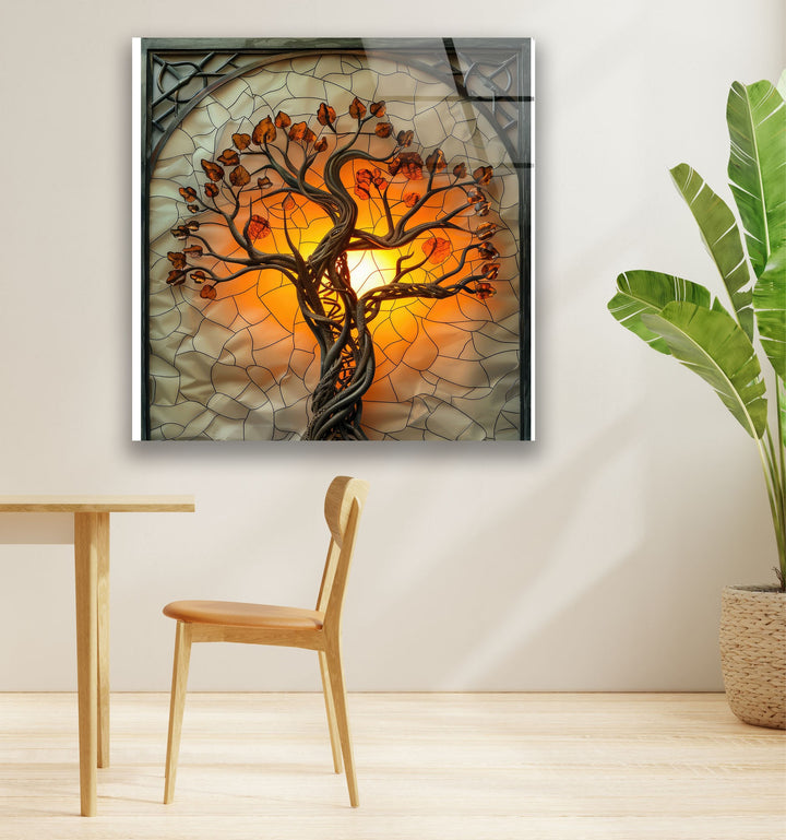 Gothic Stained Tree Glass Wall Art glass image printing, glass prints from photos
