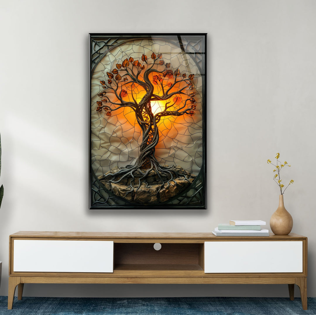 Gothic Stained Tree Glass Wall Art glass photo prints, glass picture prints
