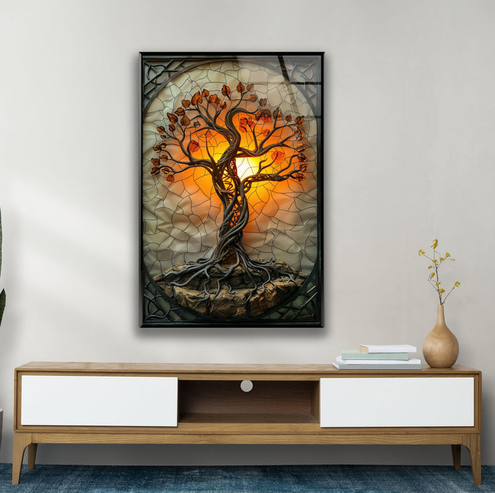 Gothic Stained Tree Glass Wall Art glass photo prints, glass picture prints
