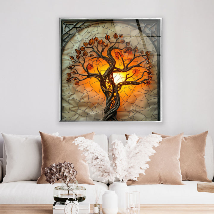 Gothic Stained Tree Glass Wall Art Glass Printing Wall Art, Print photos on glass
