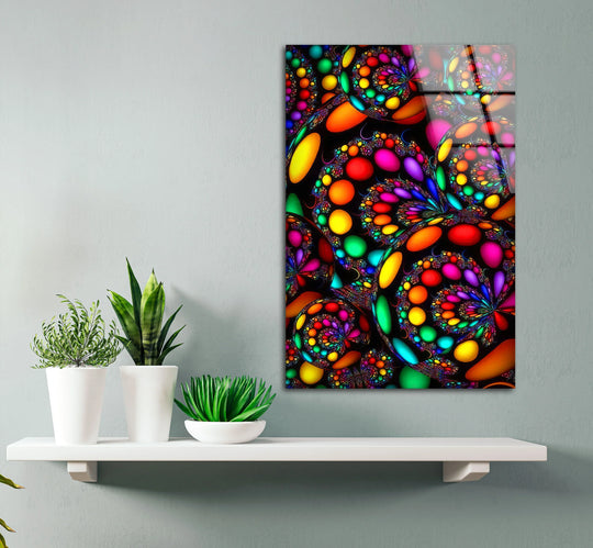 Psychedelic Fractal Wall Art – Vibrant Multicolor Glass Print with Spiral Design for Bold Modern Interiors - MyPhotoStation