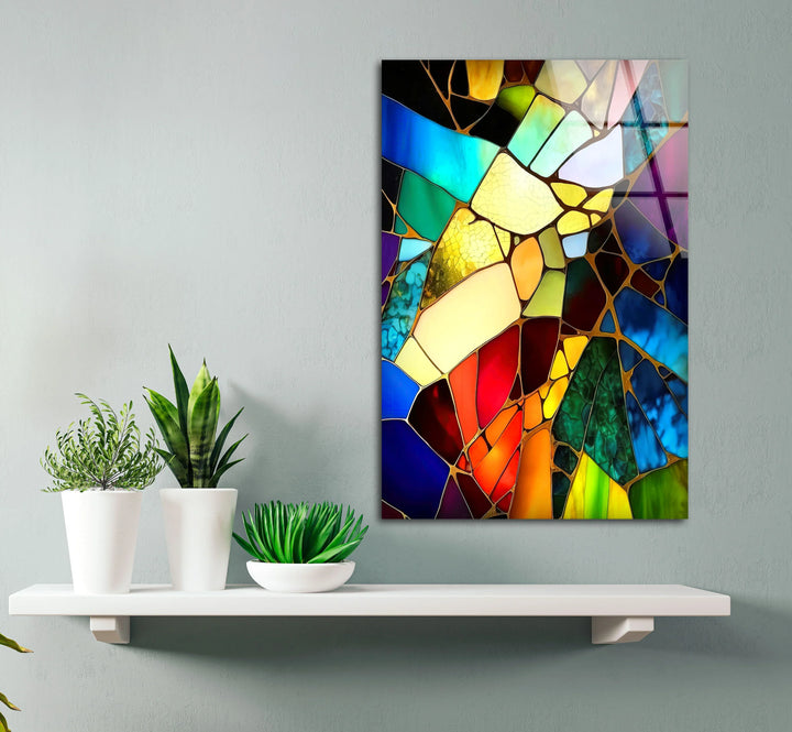Colorful Stained Glass Wall Art – Abstract Fractured Glass Print for Artistic, Modern, and Eclectic Interiors - MyPhotoStation