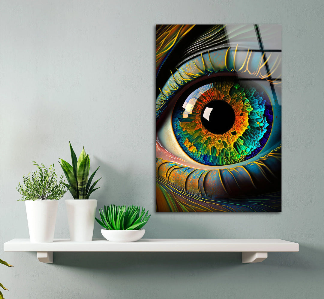 Colorful Eye Wall Art – Hyperrealistic Glass Print with Multicolor Iris for Bold, Modern, and Artistic Interiors - MyPhotoStation