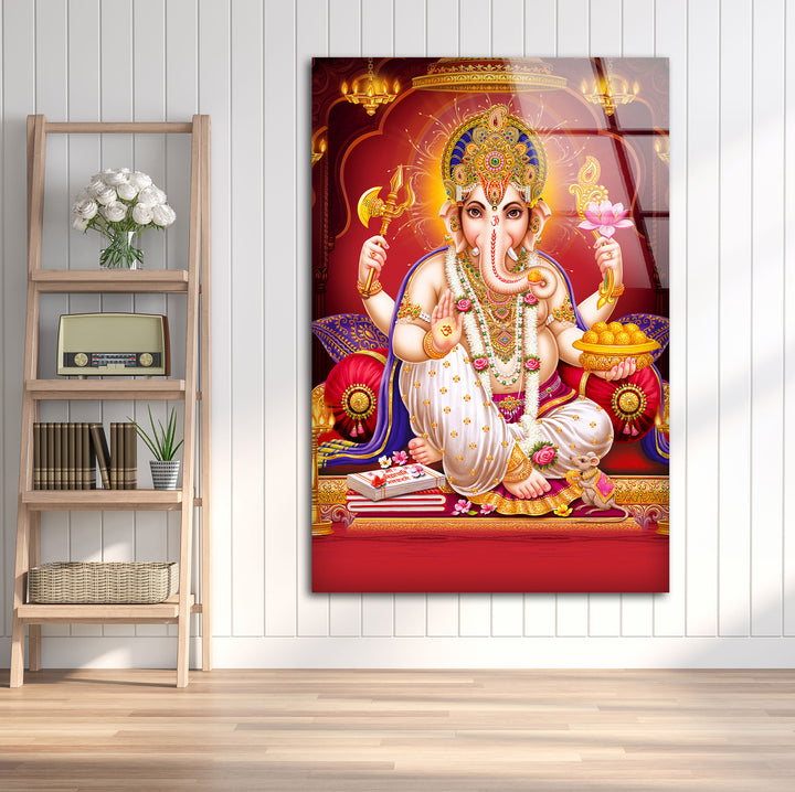 Lord Ganesha Art Glass Wall Art large glass photo prints, glass wall photos
