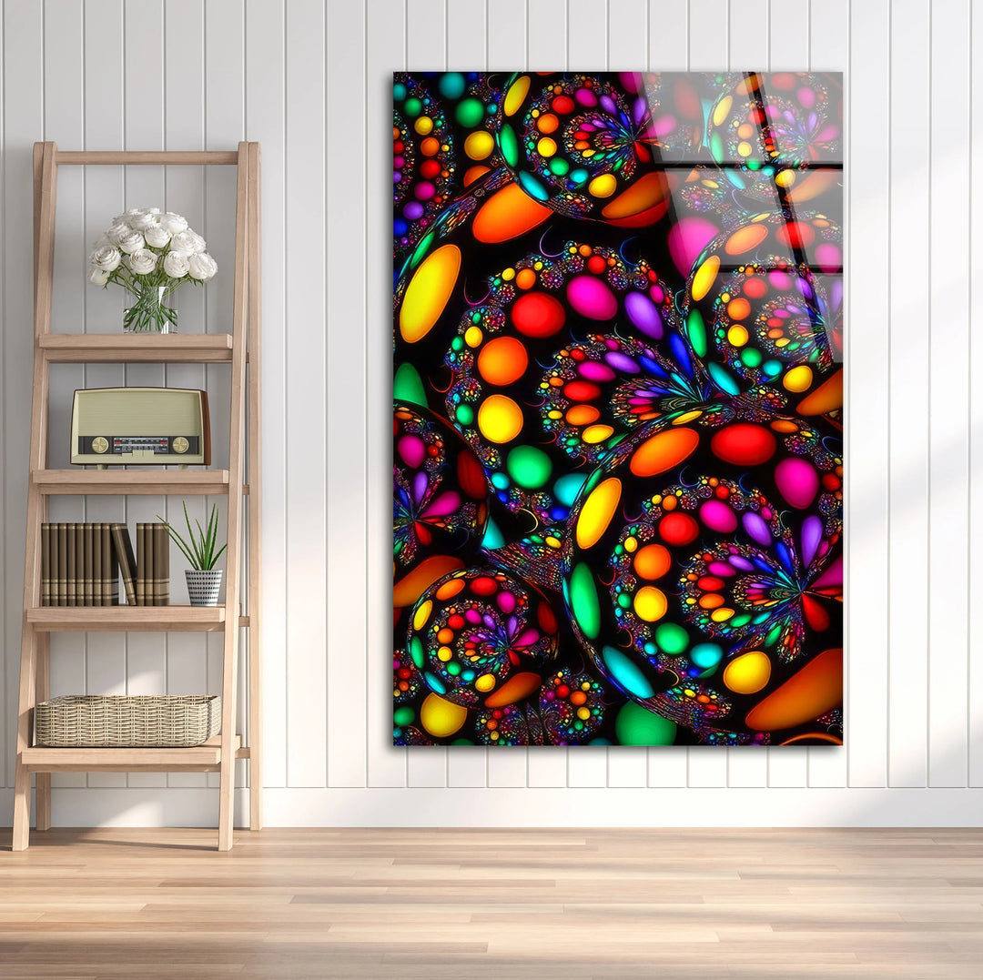 Psychedelic Fractal Wall Art – Vibrant Multicolor Glass Print with Spiral Design for Bold Modern Interiors - MyPhotoStation