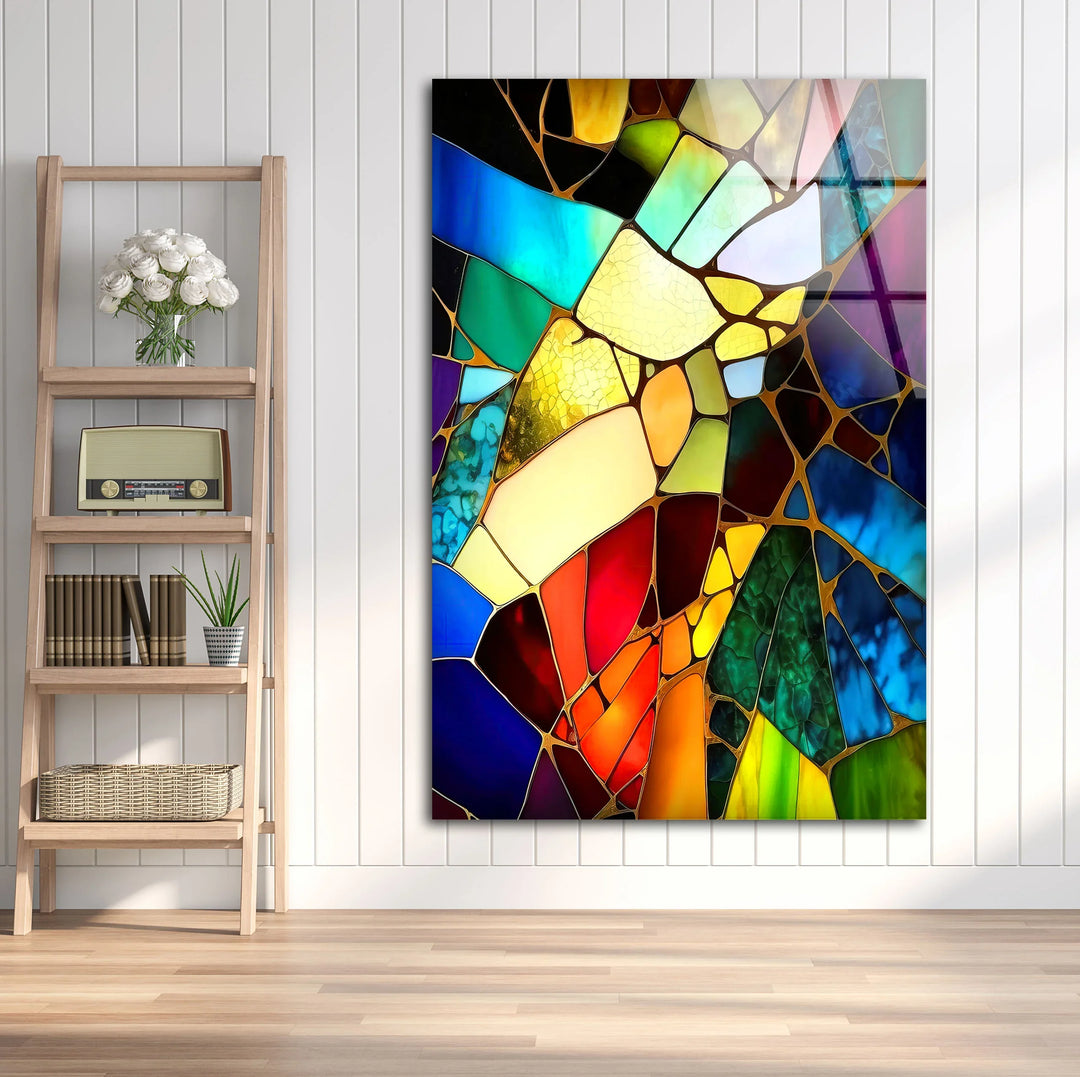 Colorful Stained Glass Wall Art – Abstract Fractured Glass Print for Artistic, Modern, and Eclectic Interiors - MyPhotoStation
