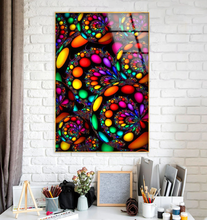 Psychedelic Fractal Wall Art – Vibrant Multicolor Glass Print with Spiral Design for Bold Modern Interiors - MyPhotoStation