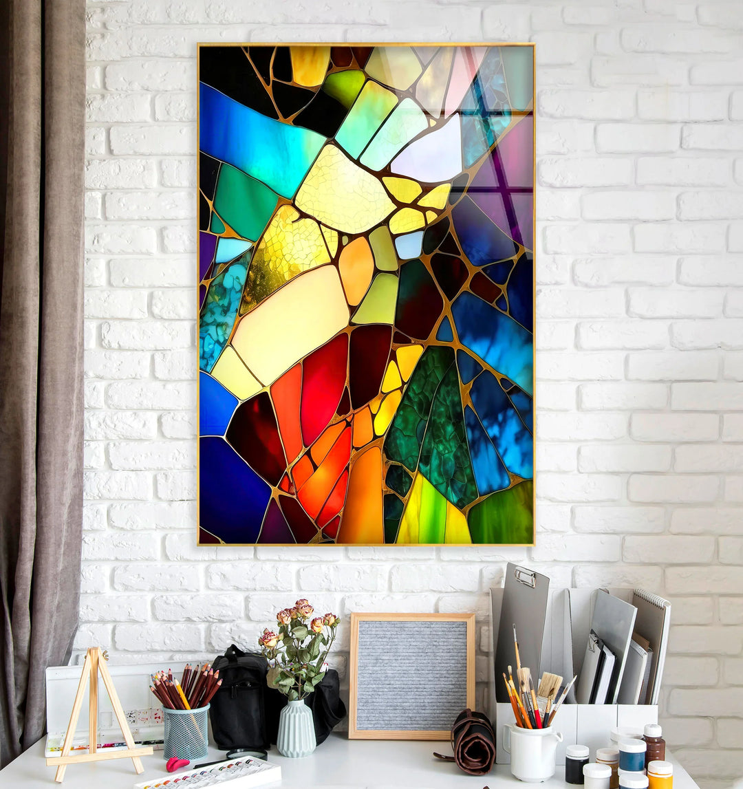 Colorful Stained Glass Wall Art – Abstract Fractured Glass Print for Artistic, Modern, and Eclectic Interiors - MyPhotoStation
