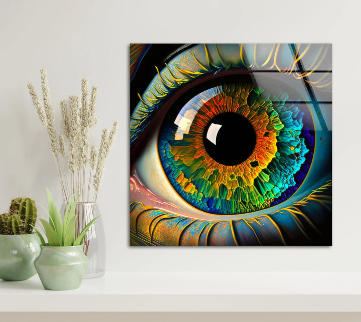 Colorful Eye Wall Art – Hyperrealistic Glass Print with Multicolor Iris for Bold, Modern, and Artistic Interiors - MyPhotoStation