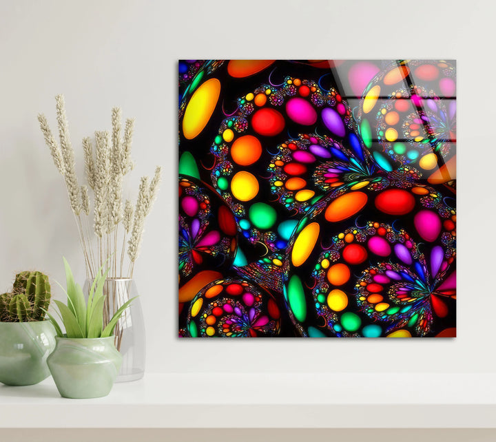 Psychedelic Fractal Wall Art – Vibrant Multicolor Glass Print with Spiral Design for Bold Modern Interiors - MyPhotoStation