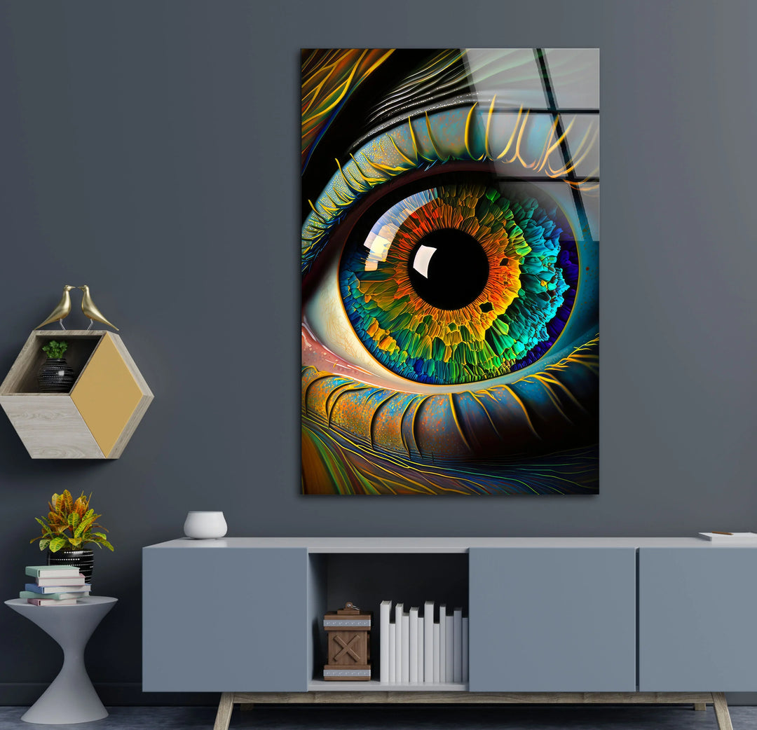 Colorful Eye Wall Art – Hyperrealistic Glass Print with Multicolor Iris for Bold, Modern, and Artistic Interiors - MyPhotoStation
