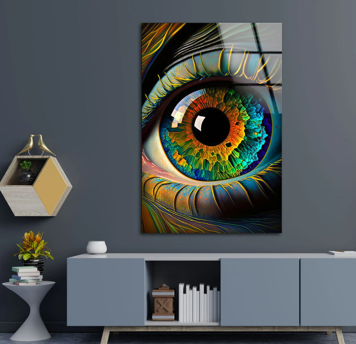 Colorful Eye Wall Art – Hyperrealistic Glass Print with Multicolor Iris for Bold, Modern, and Artistic Interiors - MyPhotoStation