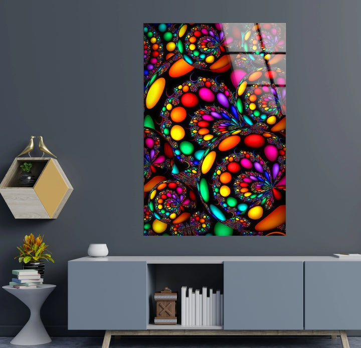 Psychedelic Fractal Wall Art – Vibrant Multicolor Glass Print with Spiral Design for Bold Modern Interiors - MyPhotoStation