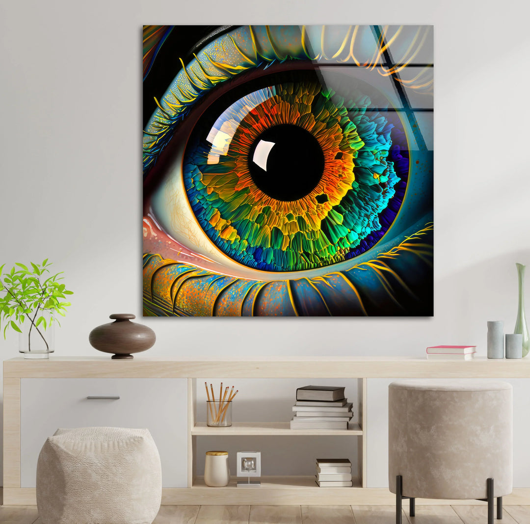 Colorful Eye Wall Art – Hyperrealistic Glass Print with Multicolor Iris for Bold, Modern, and Artistic Interiors - MyPhotoStation