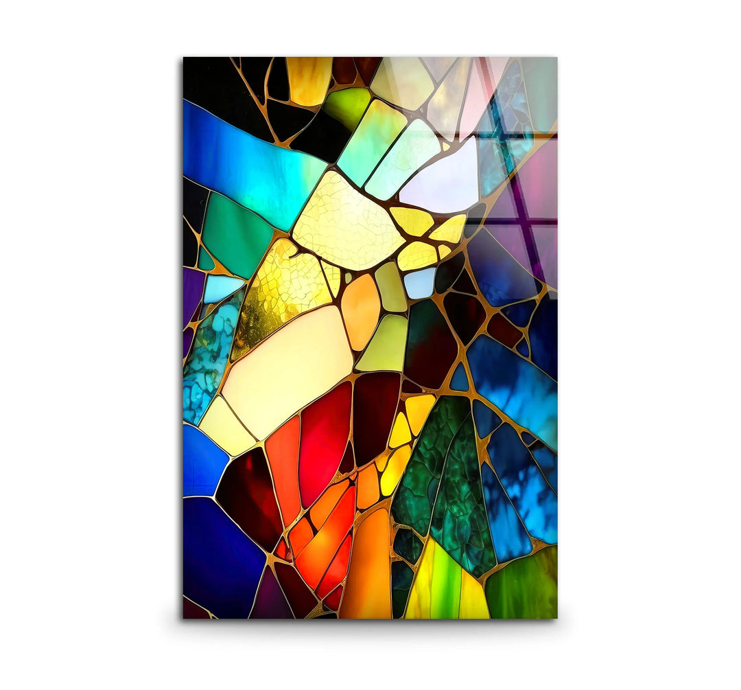 Colorful Stained Glass Wall Art – Abstract Fractured Glass Print for Artistic, Modern, and Eclectic Interiors - MyPhotoStation