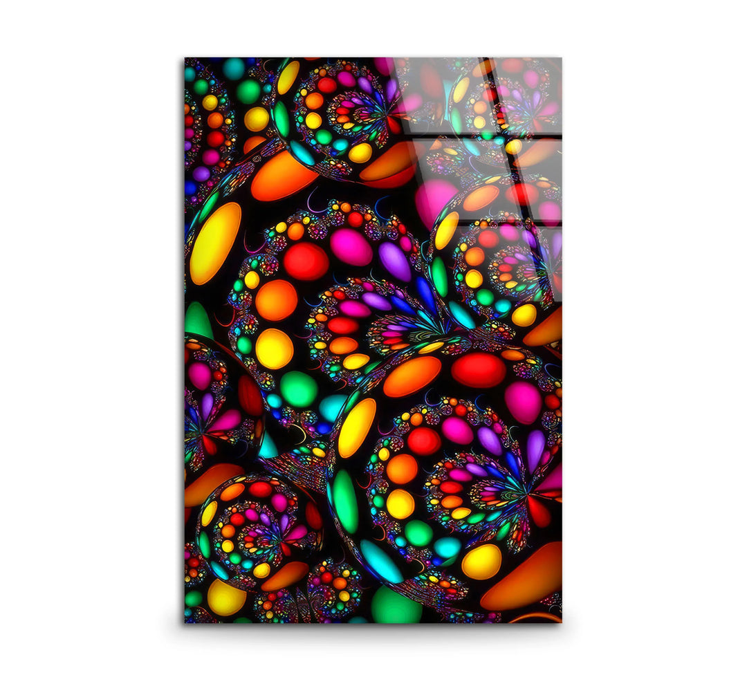 Psychedelic Fractal Wall Art – Vibrant Multicolor Glass Print with Spiral Design for Bold Modern Interiors - MyPhotoStation