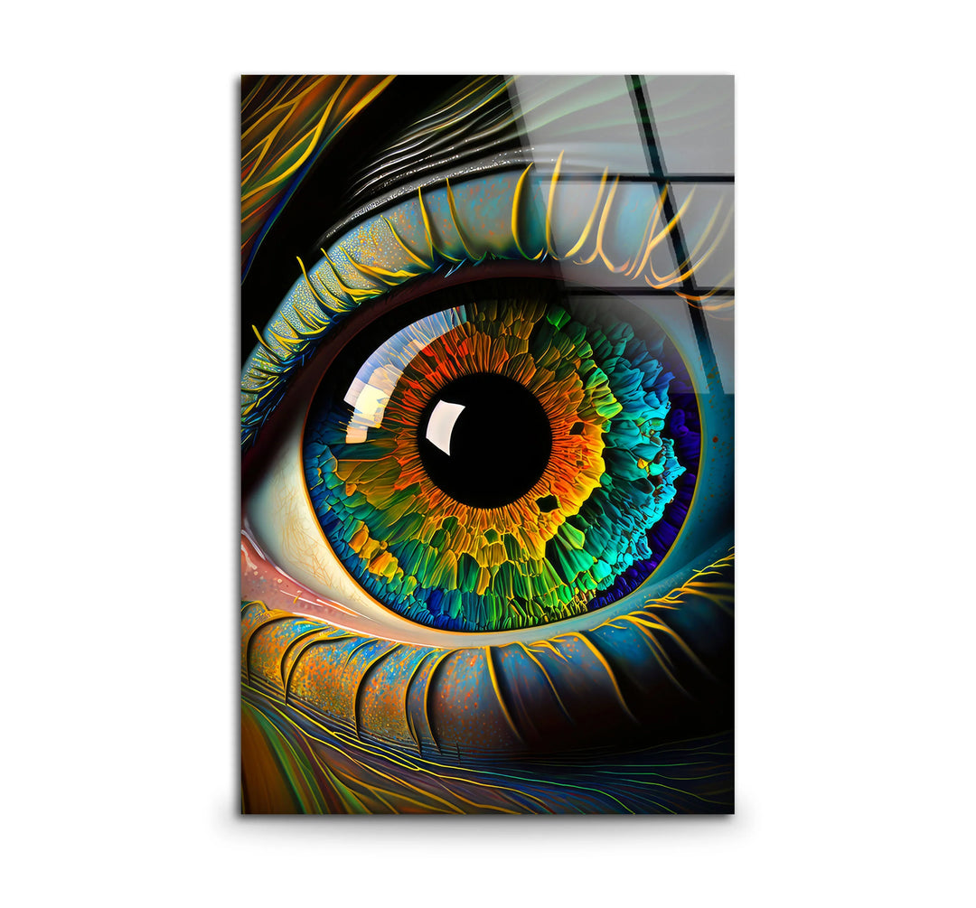 Colorful Eye Wall Art – Hyperrealistic Glass Print with Multicolor Iris for Bold, Modern, and Artistic Interiors - MyPhotoStation