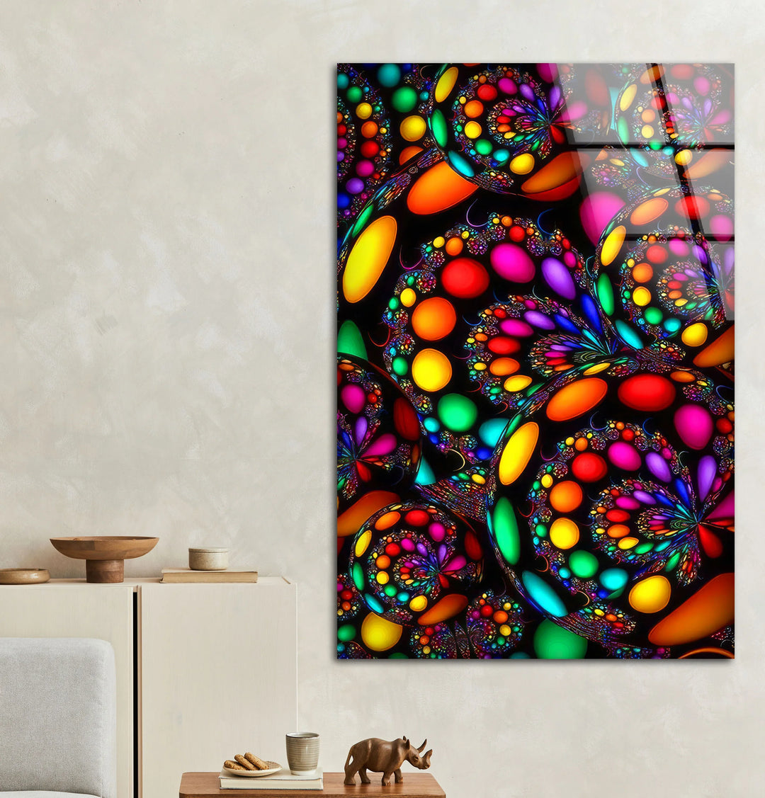 Psychedelic Fractal Wall Art – Vibrant Multicolor Glass Print with Spiral Design for Bold Modern Interiors - MyPhotoStation