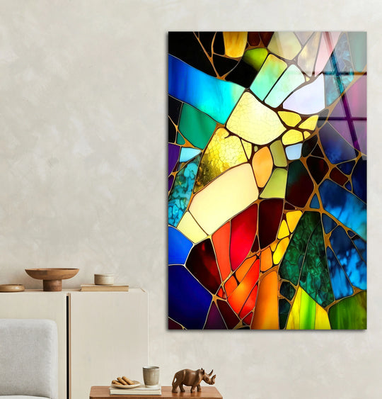 Colorful Stained Glass Wall Art – Abstract Fractured Glass Print for Artistic, Modern, and Eclectic Interiors - MyPhotoStation
