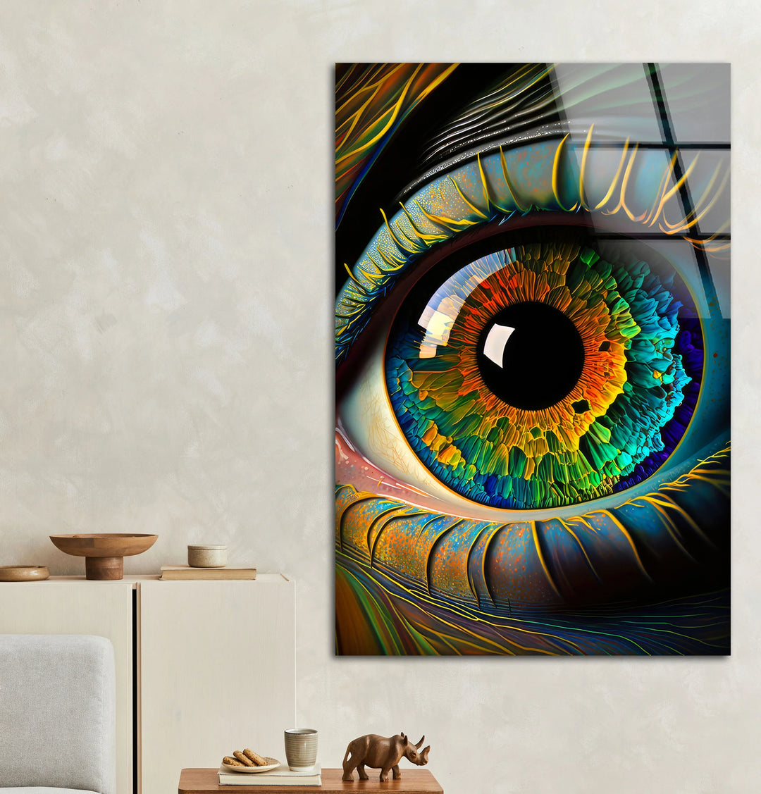 Colorful Eye Wall Art – Hyperrealistic Glass Print with Multicolor Iris for Bold, Modern, and Artistic Interiors - MyPhotoStation