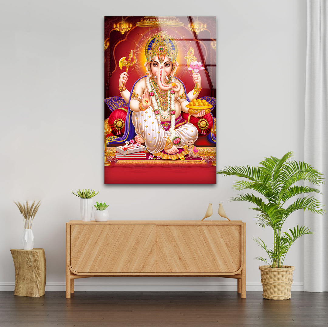Lord Ganesha Art Glass Wall Art custom glass photo prints, large glass prints

