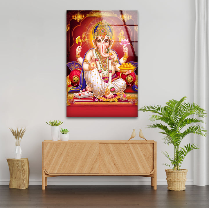 Lord Ganesha Art Glass Wall Art custom glass photo prints, large glass prints
