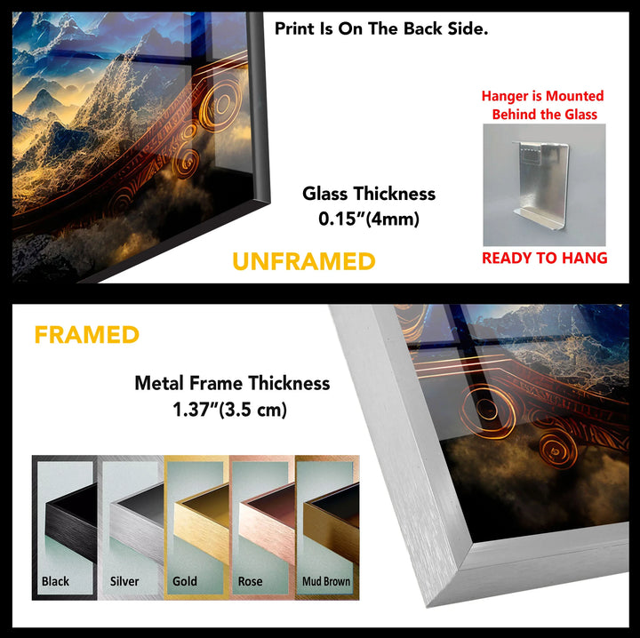 Eye of Providence Wall Art – Mystical Glass Print with Golden Pyramid and Mountain Scene for Spiritual and Esoteric Decor - MyPhotoStation