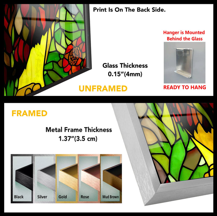 Stained Glass Lion Wall Art – Majestic Glass Print with Regal Colorful Mane for Bold Spiritual or Safari-Inspired Interiors - MyPhotoStation