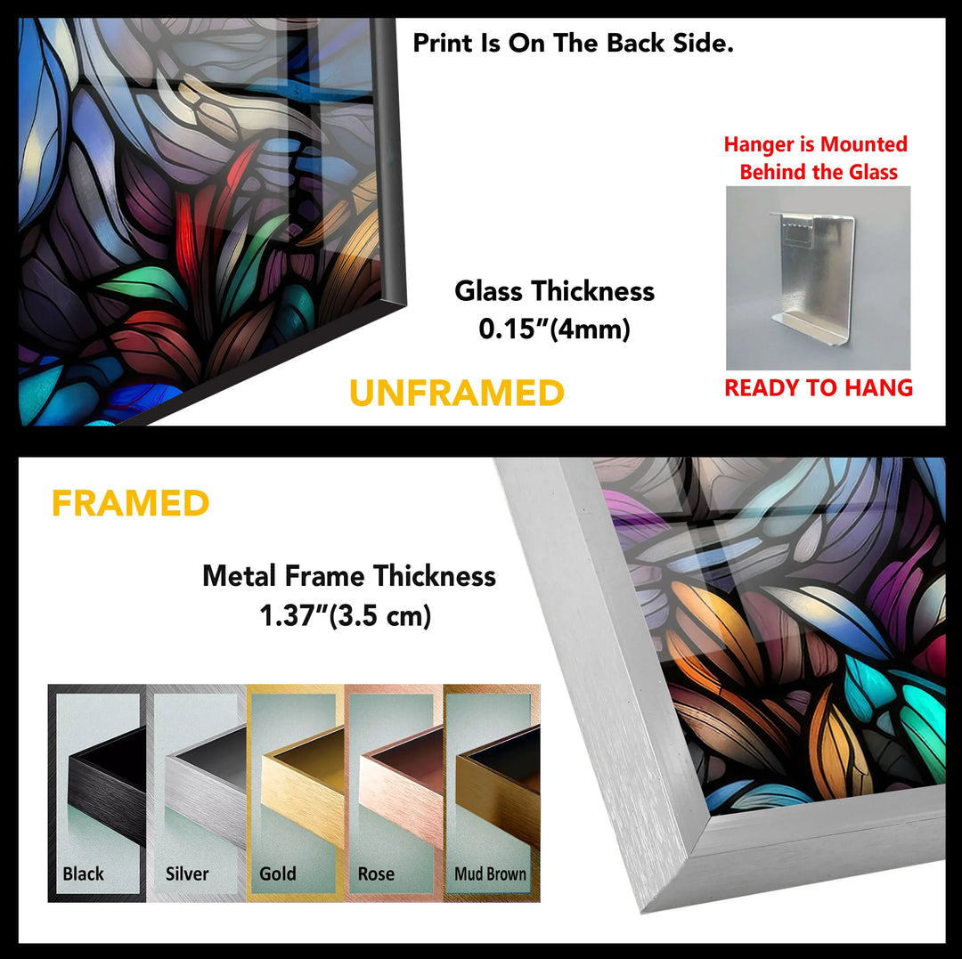Stained Glass Forest Wall Art – Colorful Glass Print with Sunset and Trees for Spiritual and Artistic Interiors - MyPhotoStation