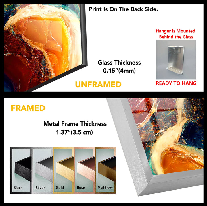Colorful Marble Abstract Wall Art – Flowing Glass Print with Teal, Orange, and Red Texture for Luxe Modern Interiors - MyPhotoStation