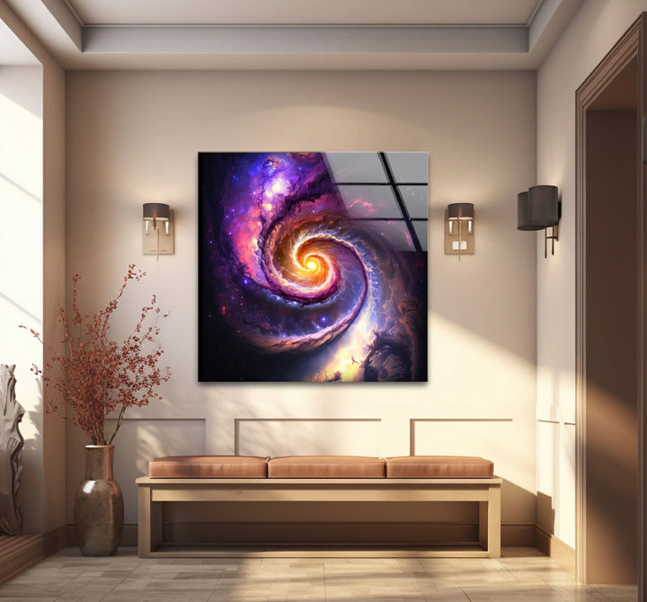 Cosmic Spiral Galaxy Wall Art – Colorful Space Swirl Glass Print for Sci-Fi or Modern Decor - MyPhotoStation