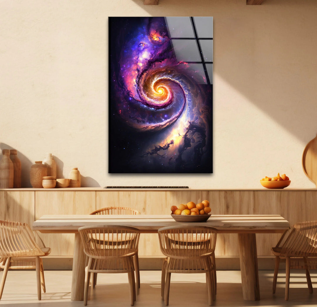 Cosmic Spiral Galaxy Wall Art – Colorful Space Swirl Glass Print for Sci-Fi or Modern Decor - MyPhotoStation