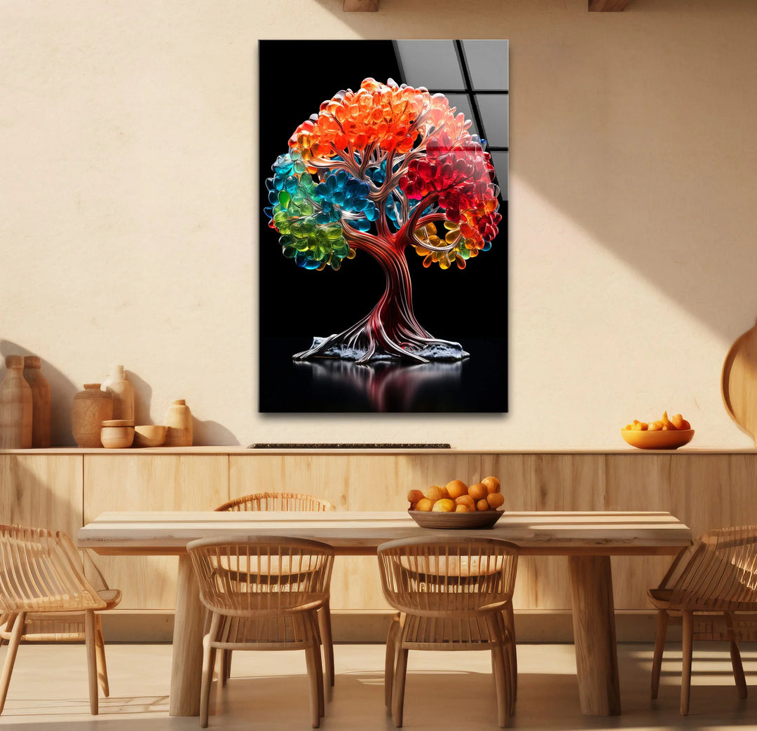 Vibrant Crystal Tree Wall Art – Multicolor Glass Effect Print Decor - MyPhotoStation