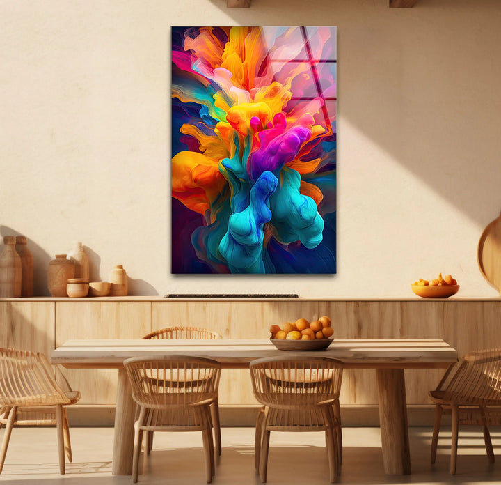 Explosion of Color Wall Art – Abstract Vibrant Ink Swirl Glass Print for Bold Modern Interiors - MyPhotoStation