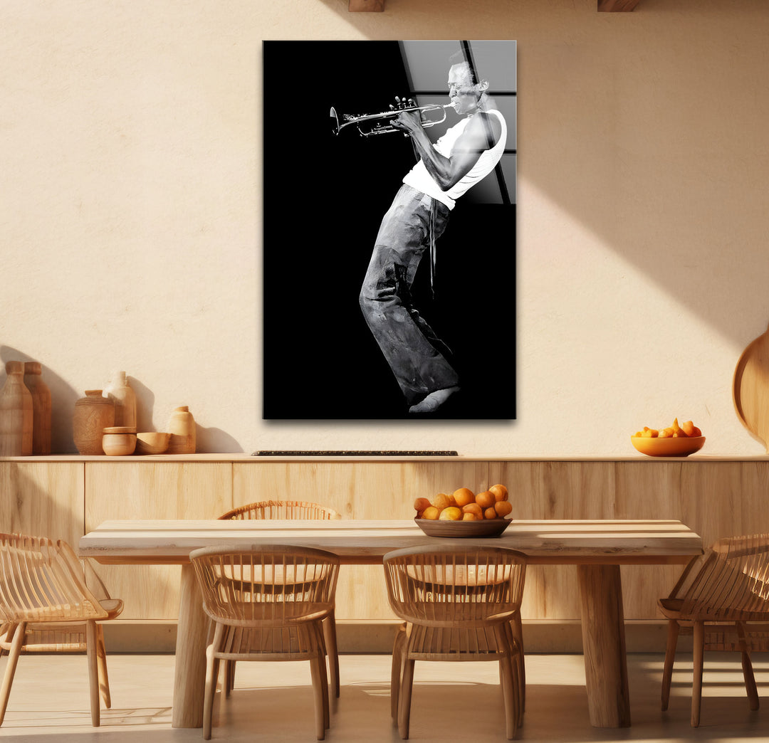 Timeless black and white paintings of Miles Davis, crafted for modern and classic decor styles.