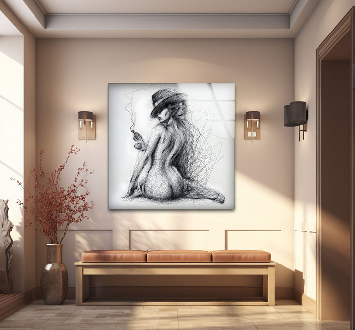 Erotic paintings and nude art combined with striking sexy decor aesthetics
