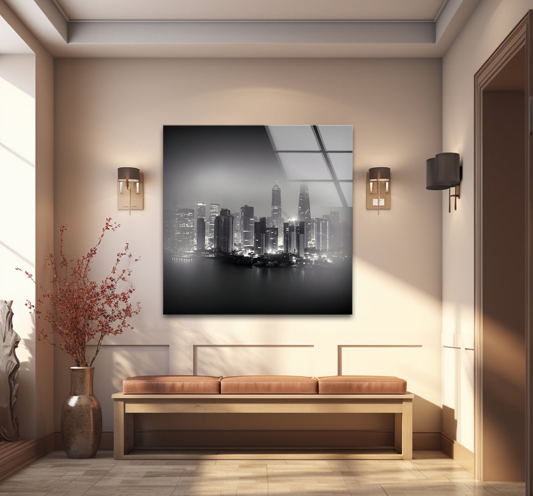 Bold black and white framed art of Shanghai, combining the city’s modern charm with artistic elegance.