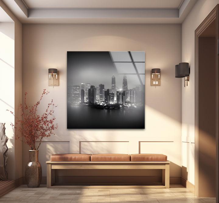 Bold black and white framed art of Shanghai, combining the city’s modern charm with artistic elegance.