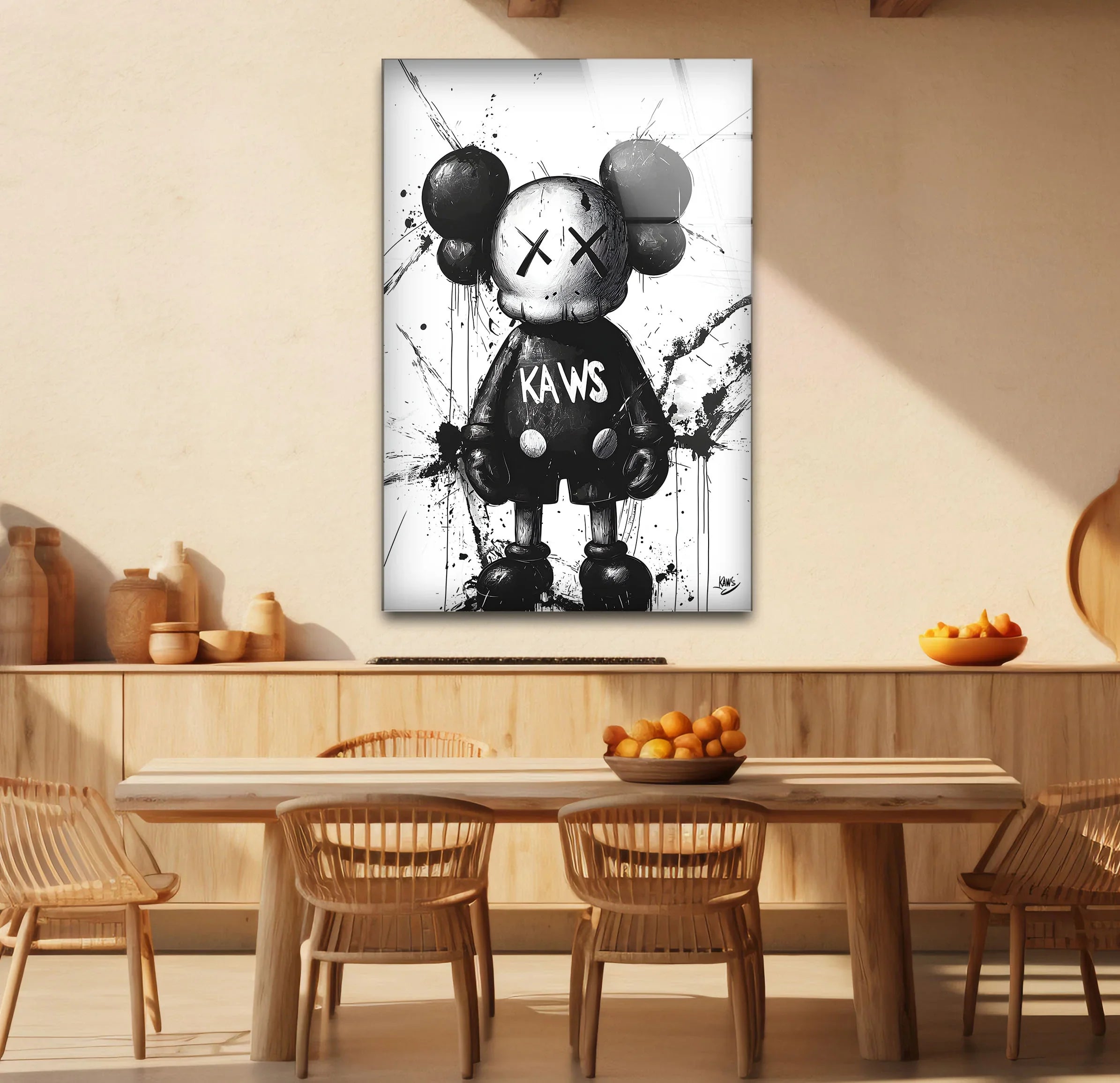 Black & White Framed Art – Mickey x Kaws Design