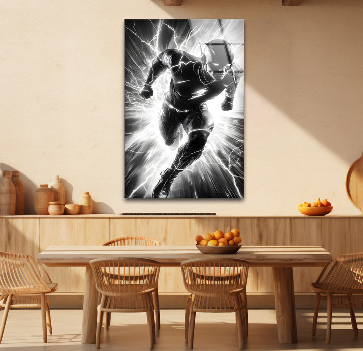 Artistic black and white abstract art portraying Flash with expressive lines and high contrast
