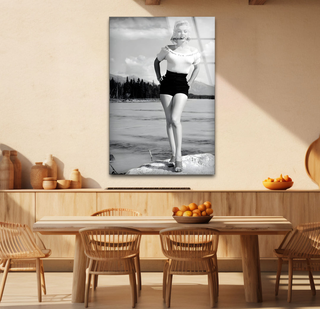 Marilyn Monroe in Alberta depicted in exquisite black and white artwork for timeless wall decor.